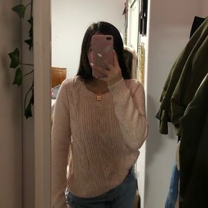 TOMMY HILFIGER PINK CABLE KNIT SWEATER